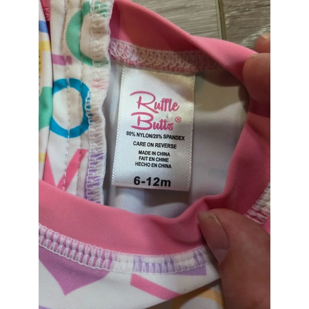 Rufflebutts Love Long Sleeve Rash Guard One Piece Swimsuit Infant Girls 6-12m